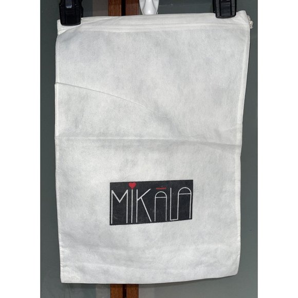 Mikala Logo White Drawstring Cotton Dustbag Sandal Heel Flats Shoe Cover 10.5x15 - Picture 1 of 3